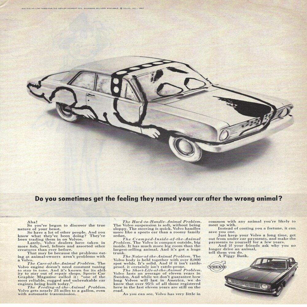 1967 Volvo Named Your Car after the Wrong Animal? Vintage Mag Print Ad/Poster